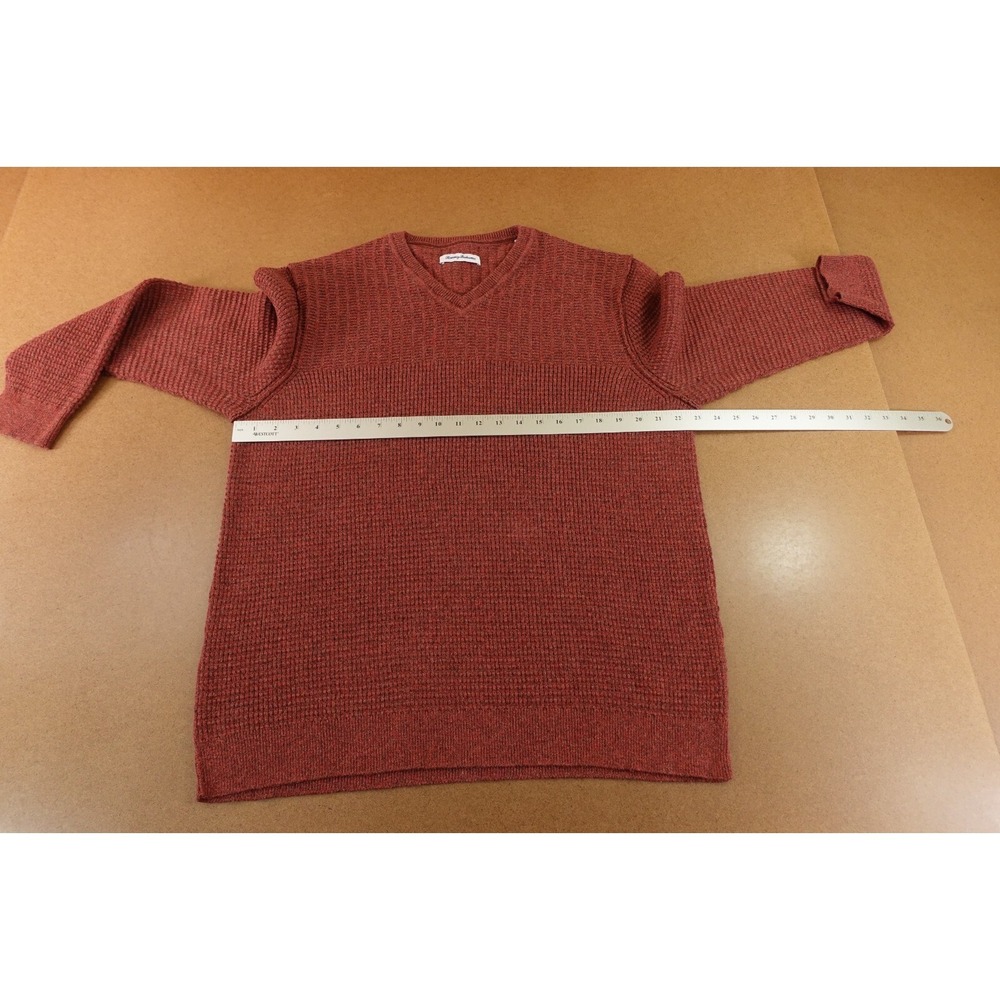Tommy Bahama Mens Size XXXL Deep Red Marl Chunky Knit V Neck Pullover Sweater - Picture 5 of 8